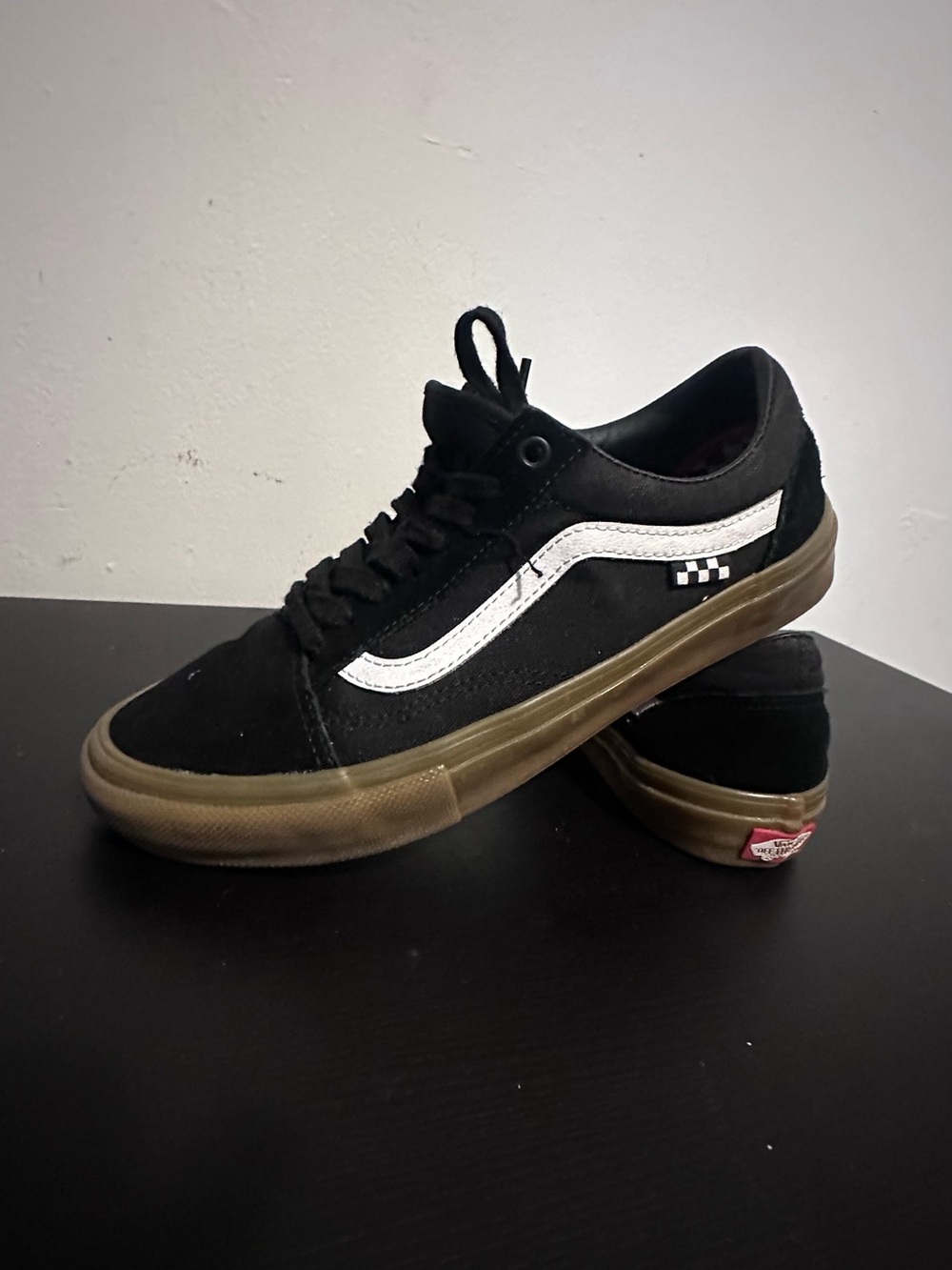 Vans Men’s Skate Shoes Black White Gum Sole Size 8.5